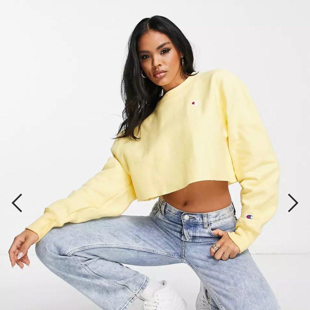 Champion cropped sweatshirt with logo in yellow